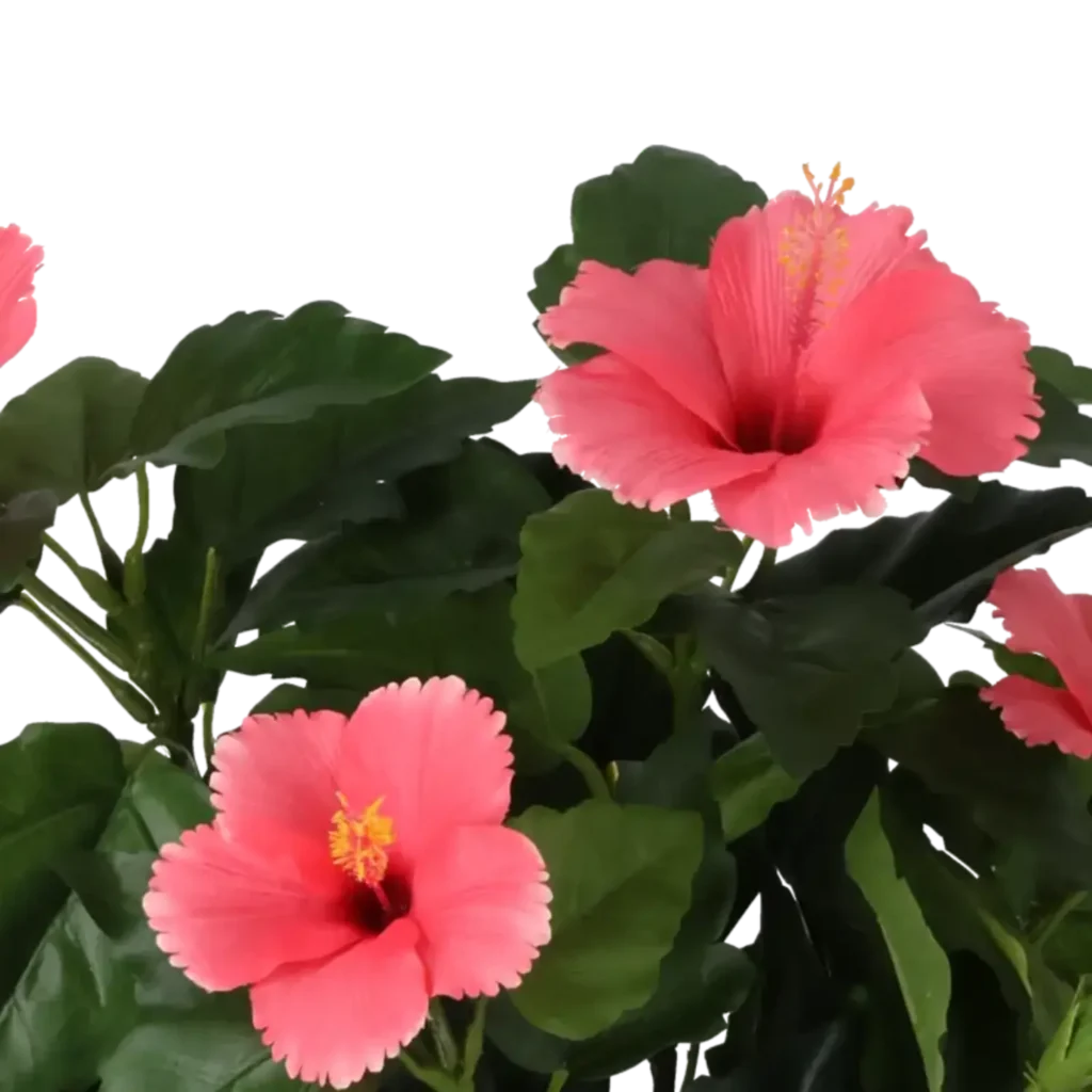 Closeup af Kunstig hibiscus pink H: 42 cm.