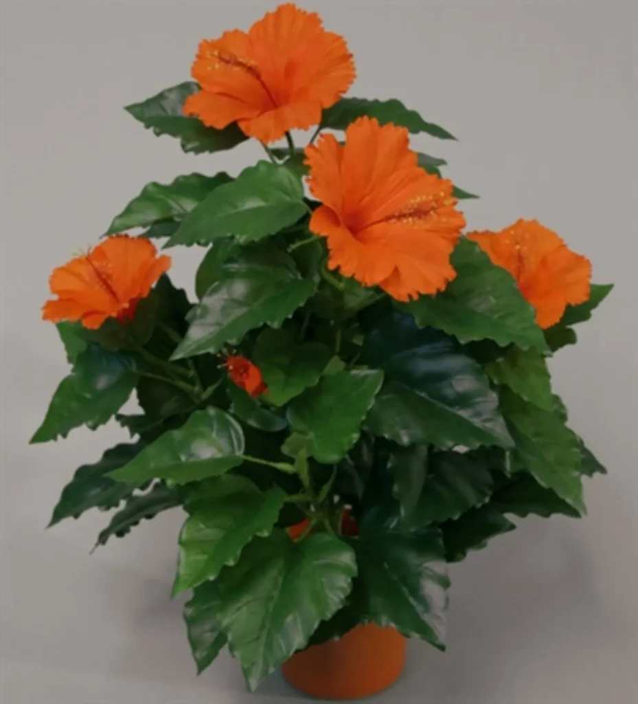 Kunstig hibiscus orange - H: 42 cm.