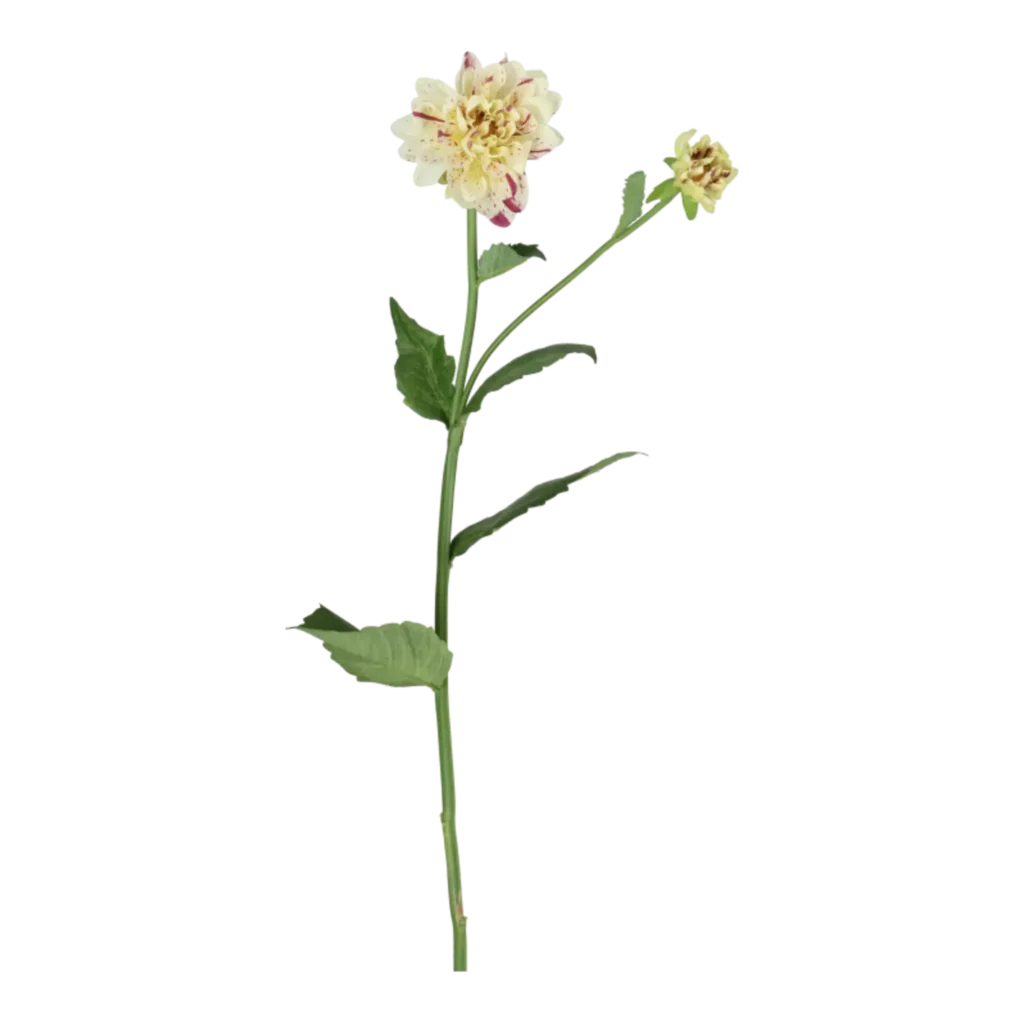 Kunstig hvid/lilla Dahlia stilk - L: 65 cm.