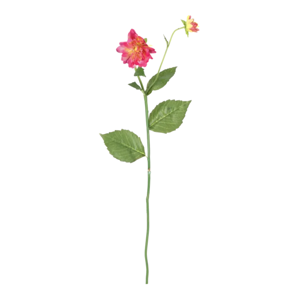 Kunstig lyserød Dahlia stilk - L: 65 cm.
