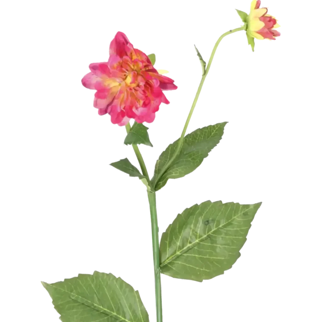Closeup af Kunstig lyserød Dahlia stilk - L: 65 cm.