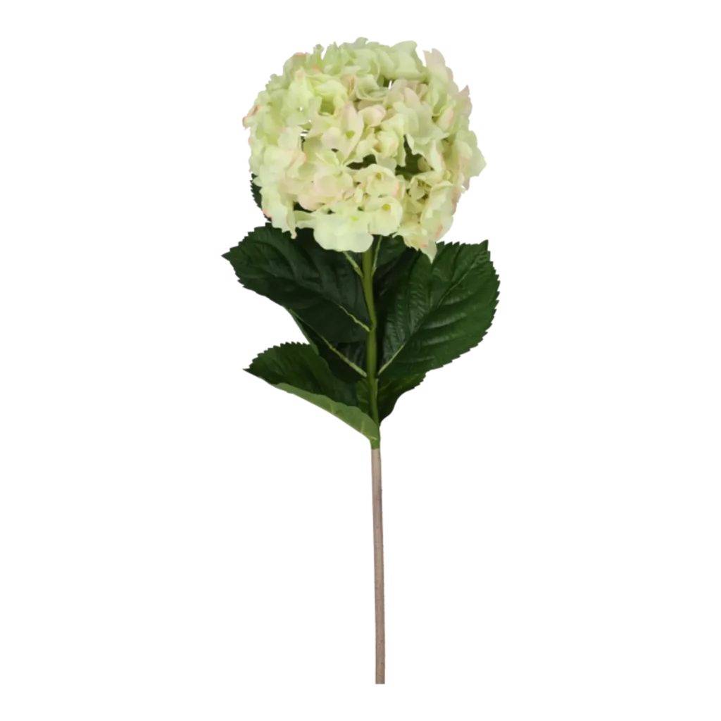 Kunstig hortensia stilk i creme/lyserød - L: 50 cm.