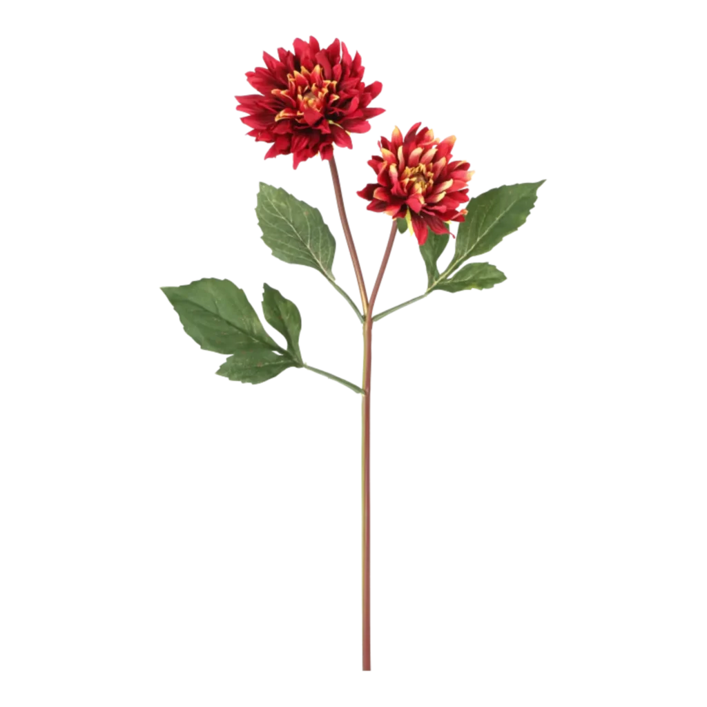 Kunstig vinrød Dahlia stilk - L: 55 cm.