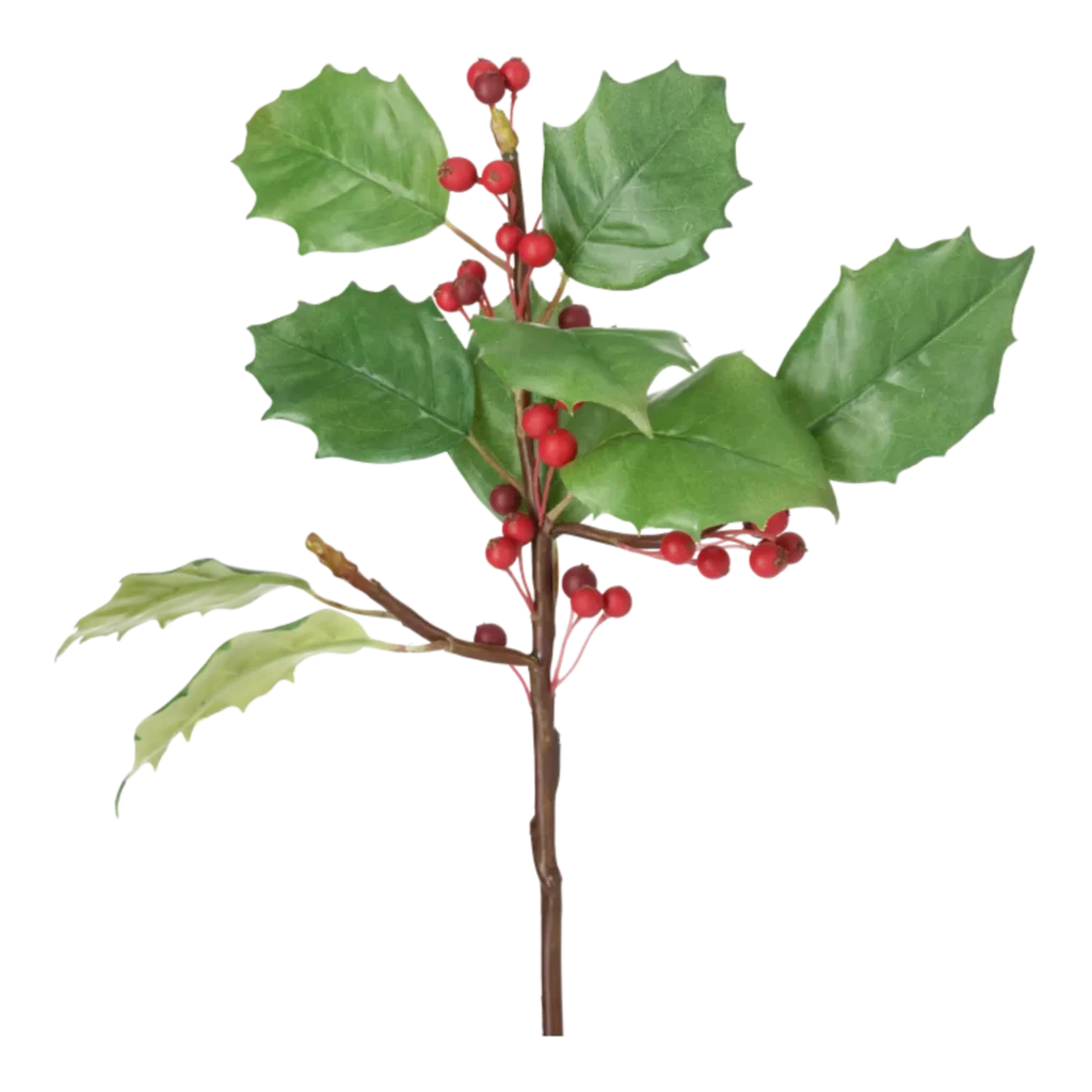 Kunstig Holly Spray m. bær H: 35 cm.