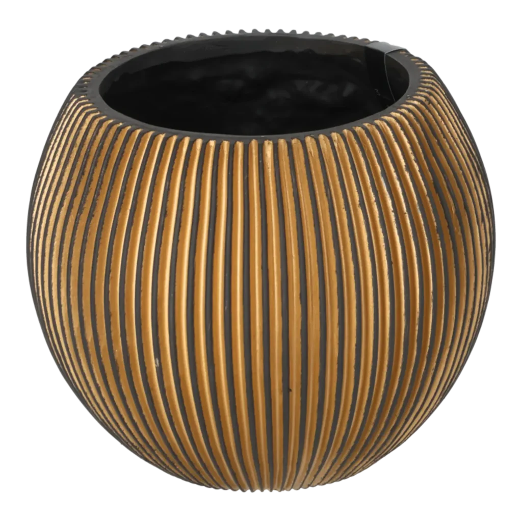 Capi krukke Ball Groove sort-guld - 13x10 cm.