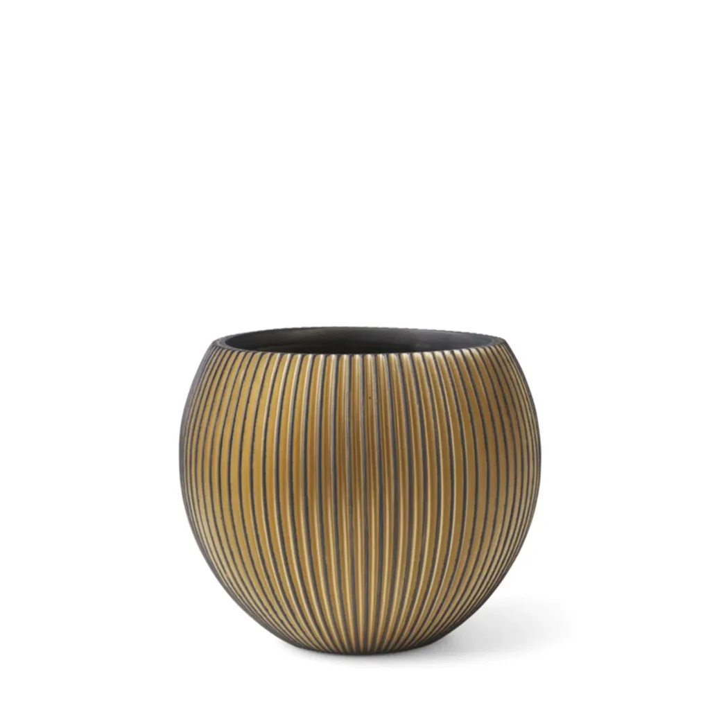 Capi krukke Ball Groove sort-guld - 17x14 cm.