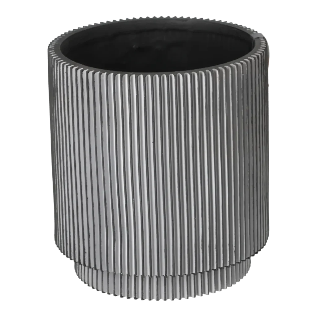 Capi krukke Cylinder Groove sort - 19x21 cm.