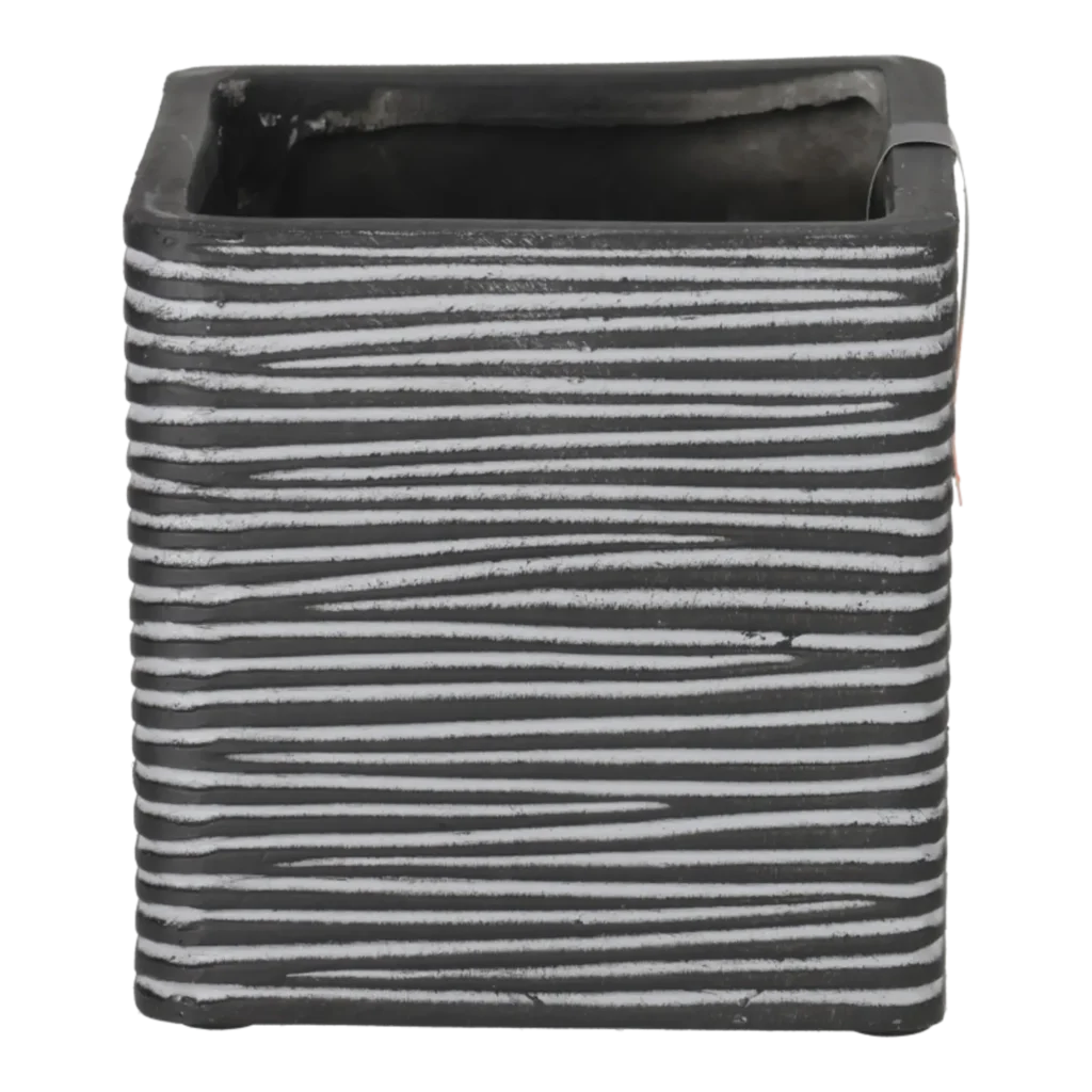 Capi krukke Square Rib sort - 11x11x11 cm.