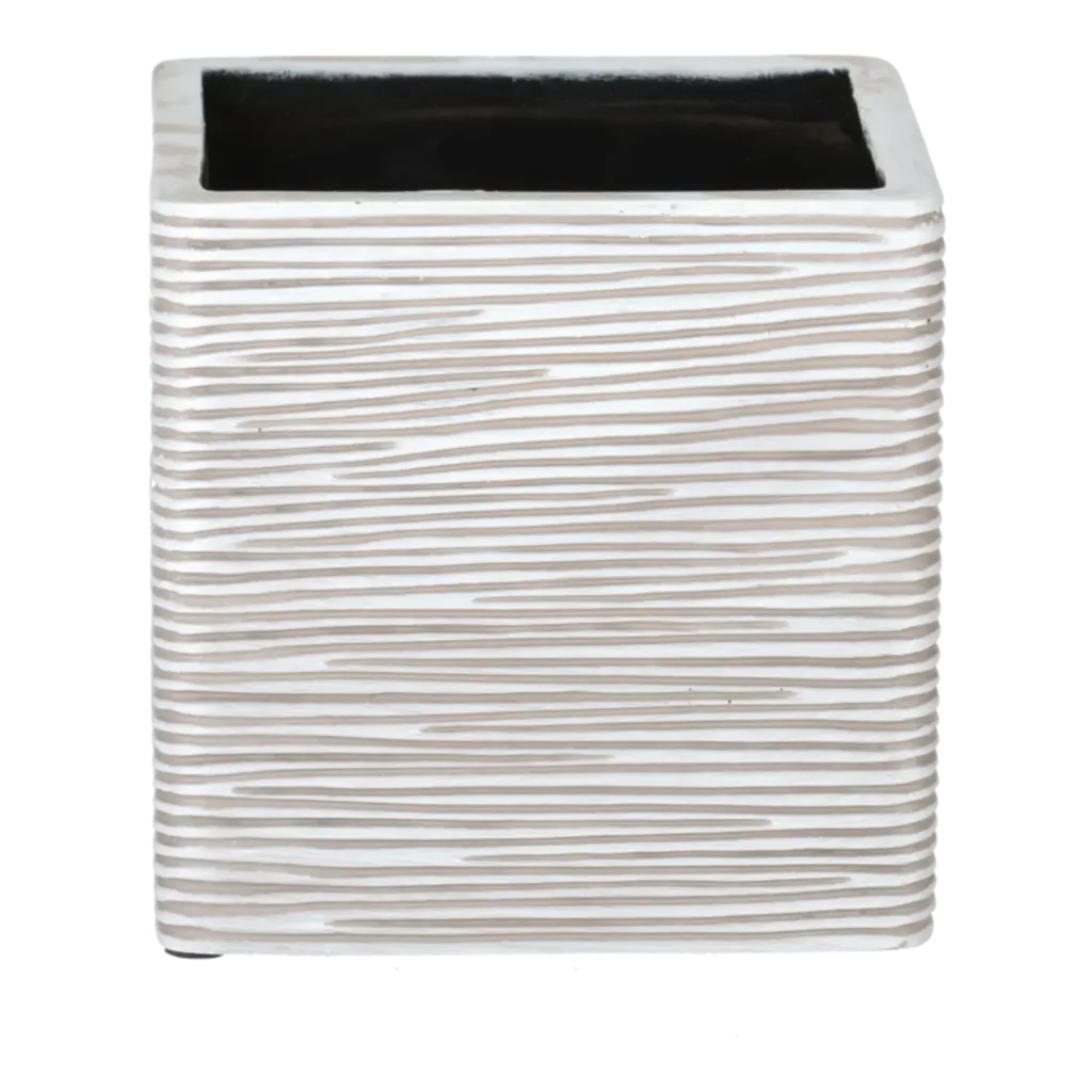 Capi krukke Square Rib Ivory - 15x15x15 cm.