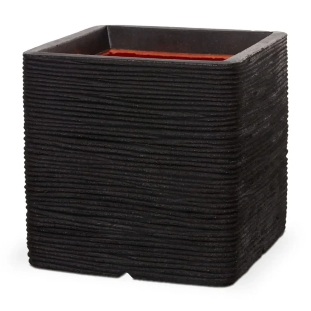Capi Krukke Square Rib 40x40x40 cm Sort.