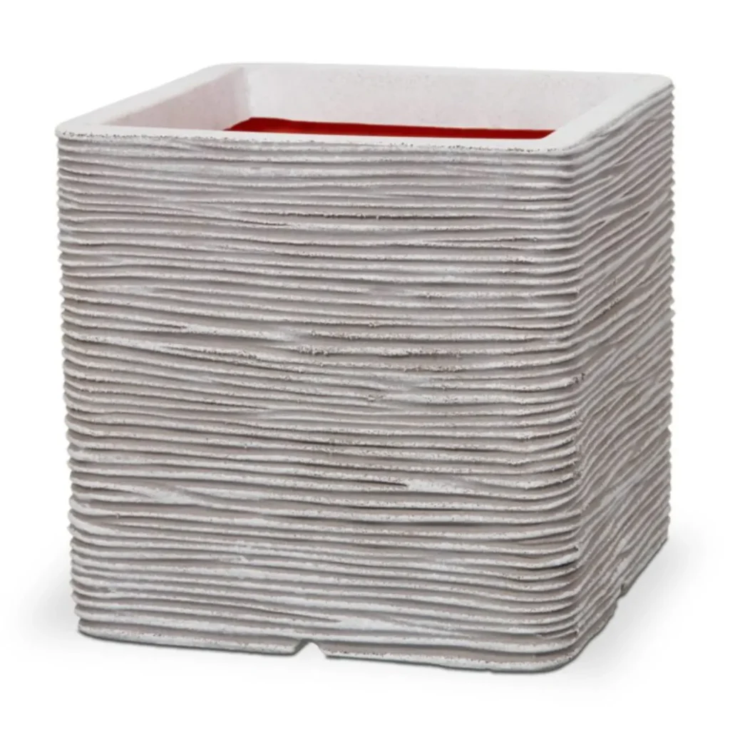 Capi Krukke Square Rib 40x40x40 cm Ivory.