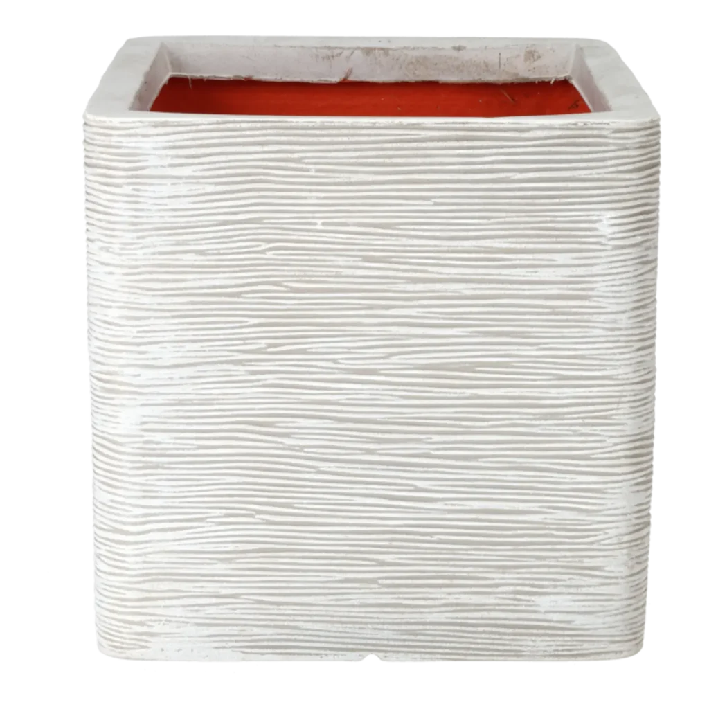 Capi planter square rib 50x50x50 black Ivory.