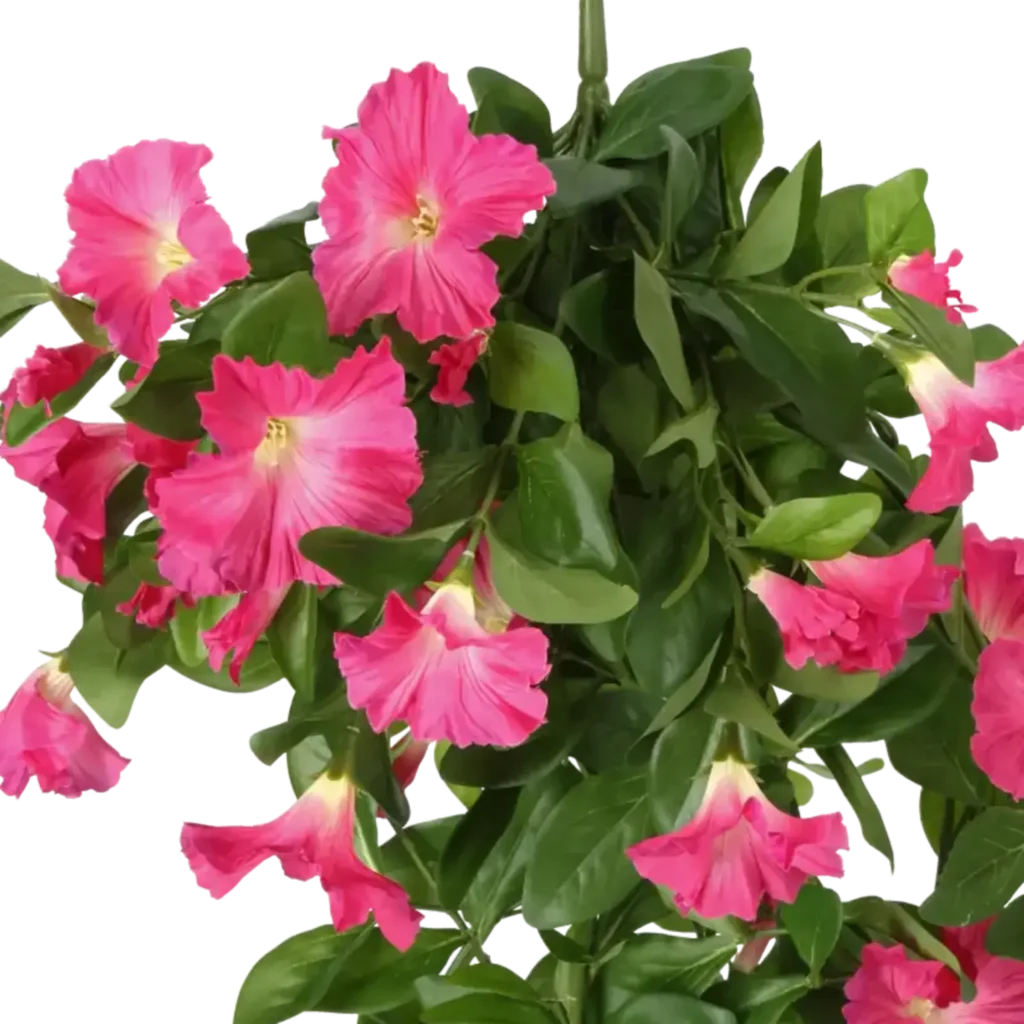 Closeup af Kunstig Petunia hængeplante L: 85 cm.