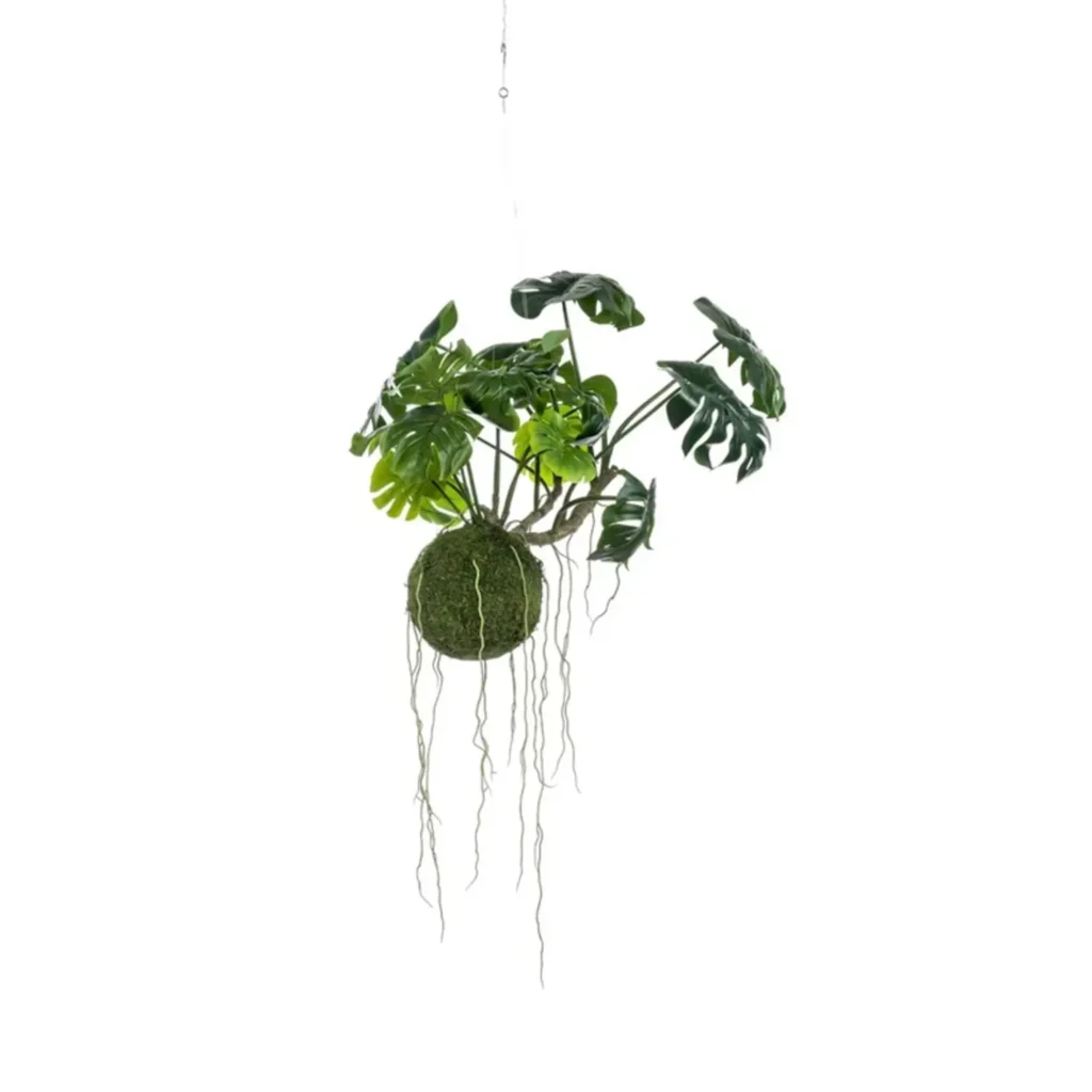 Kunstig Moskugle m. Monstera Ø: 60 cm.