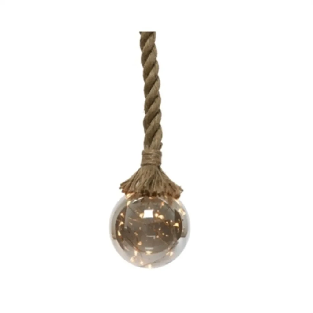 Micro LED kugle med reb Dia: 14 cm.