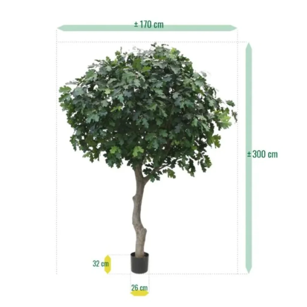 kunstigt egetræ H : 300 cm.
