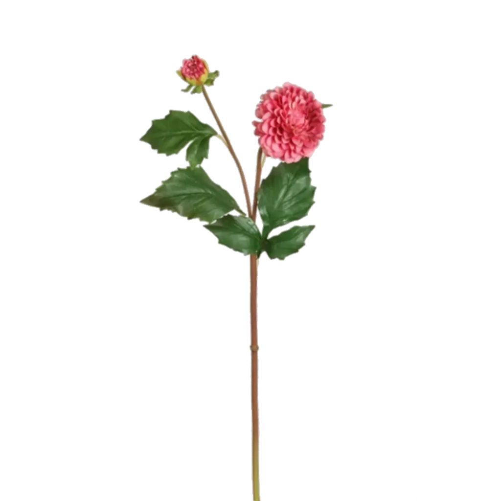 Kunstig lyserød Dahlia stilk - L: 52 cm.