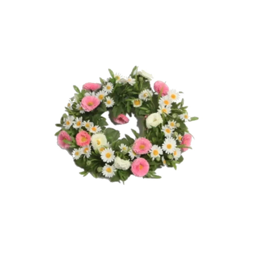 Kunstig blomsterkrans rosa.