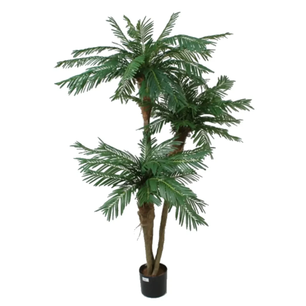 Kunstig palme med 3 palmekroner - H: 190 cm.