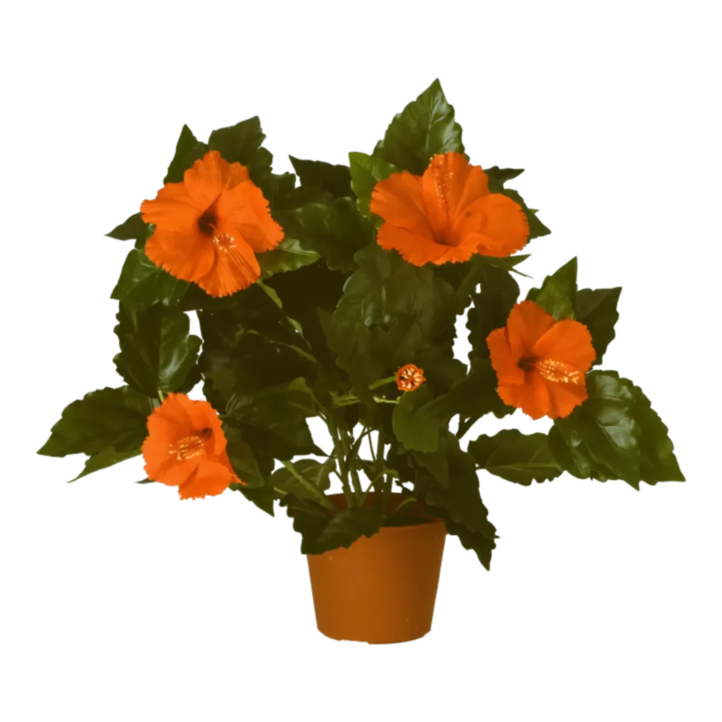 Kunstig hibiscus orange - H: 42 cm.