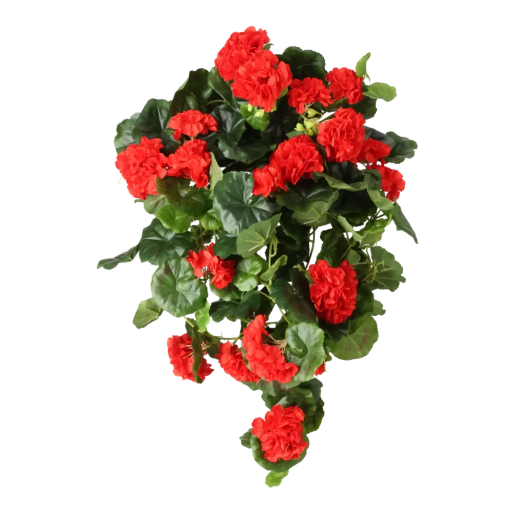 Kunstig pelargonie hængeplante rød L: 65 cm.