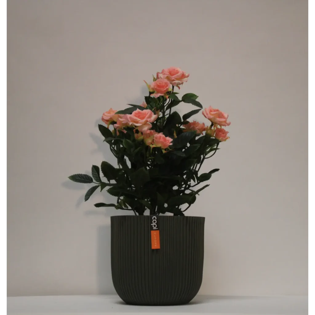 Kunstig rosenbusk rosa - H: 33 cm.