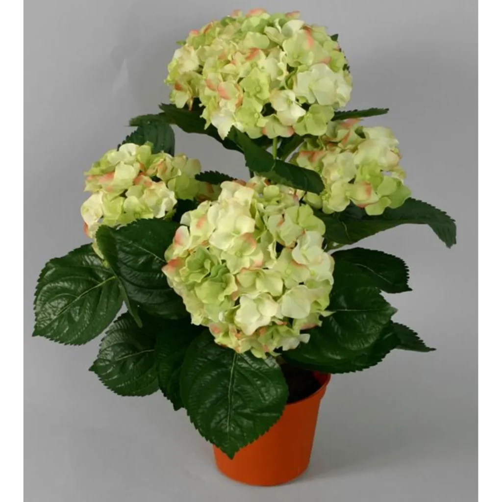 Kunstig hortensia limegrøn - H: 40 cm.