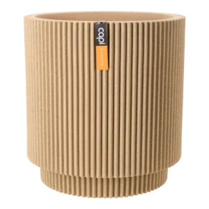 Vase Cylinder Groove beige Ø44 H 46 cm.