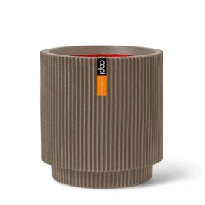 Vase Cylinder Groove Taupe Ø44 H46 cm.